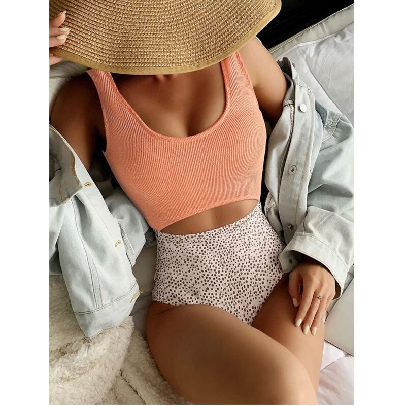 Swimwear Women Slimming Seaside Conservative One Piece Swimsuit Color Matching Swimsuit Bella Mia